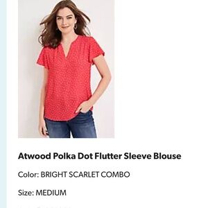 Maurices Atwood Polka Dot Flutter Sleeve Blouse, BRIGHT SCARLET Print, Size MED